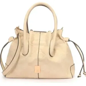 Bolsa Saco Média Monograma Baixo Relevo WJ Bege