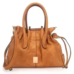 Bolsa Saco Média Monograma Baixo Relevo WJ Caramelo