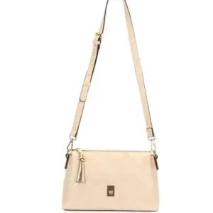 Bolsa Transversal Média Monograma Relevo WJ Bege