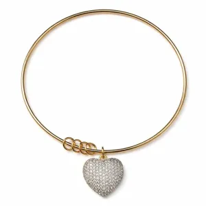 Bracelete com Pingente de Coração Cravejado.