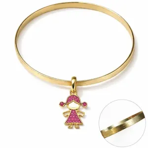 Bracelete Infantil Menina com Pedras Rosa.