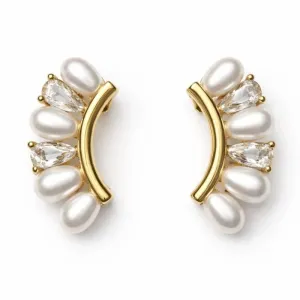 Brinco com Pérola e Zircônias.