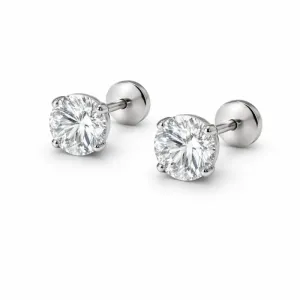 Brinco Ponto de Luz Médio em Prata 925 com Tarraxa Baby.