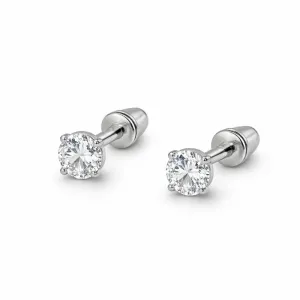 Brinco Ponto de Luz Pequeno em Prata 925 com Tarraxa Baby.