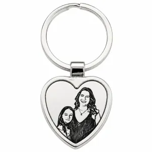 Chaveiro Personalizado Coração em Aço Prata.