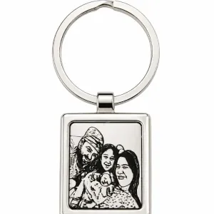 Chaveiro Personalizado Quadrado 2,8cmx3,3cm em Aço.