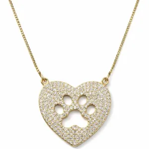 Colar Coração com Patinha Cravejada.