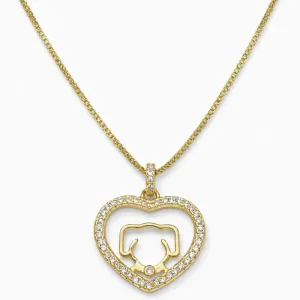 Colar Coração com Pet Banhado a Ouro