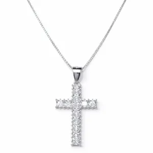 Colar Cruz Cravejada em Prata 925.