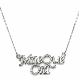 Colar Mãe Que Ora em Ródio Branco com Detalhes Cravejados