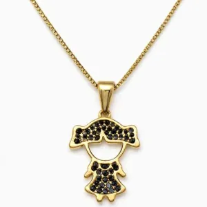 Colar Menina Cravejada Banhado a Ouro