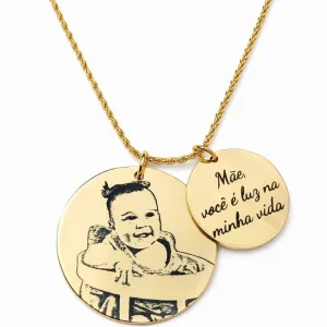 Colar Personalizado com Foto e Frase  Cordão Baiano Fino.