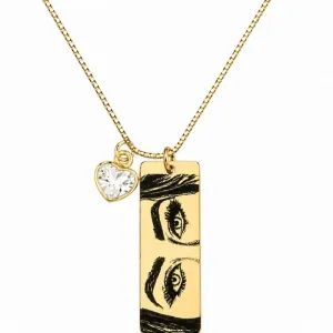 Colar Personalizado com Olhar Banhado a Ouro.
