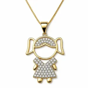 Colar Pingente Menina Grande Cravejada.