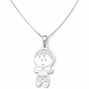Colar Pingente Menino em Prata 925.