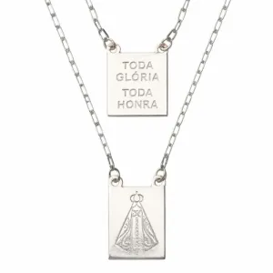 Escapulário Masculino Nossa Senhora em Prata 925.