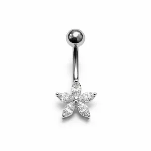 Piercing de Umbigo AÇO com Flor Cravejada