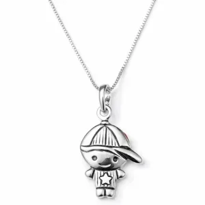 Pingente Menino com Estrela em Prata 925.