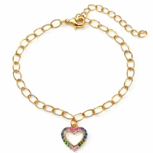 Pulseira com Pingente de Coração Colorido.