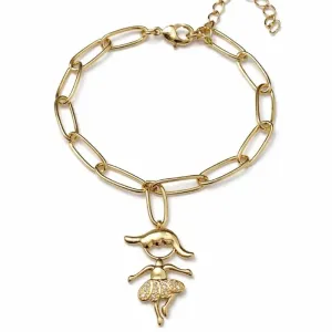Pulseira com Pingente de Menina  Dourada.