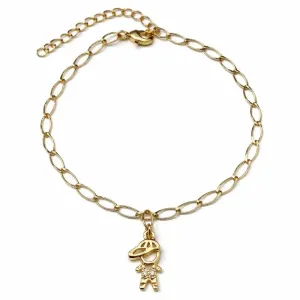 Pulseira com Pingente de Menino  Dourada