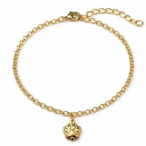 Pulseira Elo Português com Pingente Patinha Dourada.