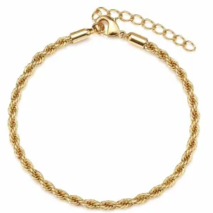 Pulseira Feminina Cordão Baiano Banhada a Ouro 3mm.