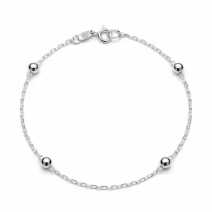 Pulseira Infantil em Prata 925 com Bolinhas.