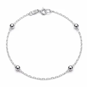 Pulseira Infantil em Prata 925 com Bolinhas.