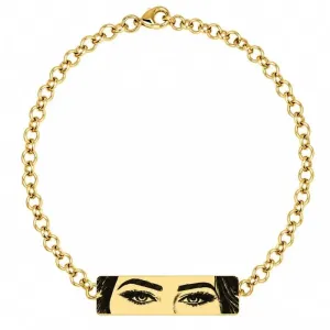 Pulseira Personalizada com Olhar Banhada a Ouro 18cm.