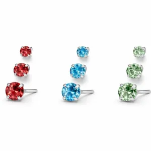 Trio de Brincos Ponto de Luz em Prata 925.