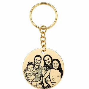 Chaveiro Personalizado Redondo em Aço Dourado.