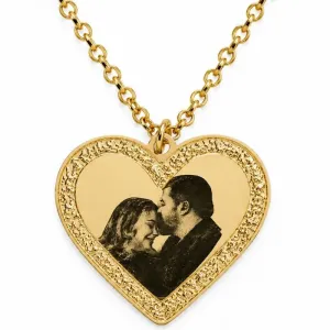 Colar Coração com Fotogravação Personalizada  2cm x 2,8cm.