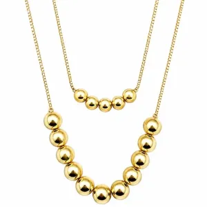 Colar Duplo com Bolinhas Douradas Veneziana 45cm e 60cm