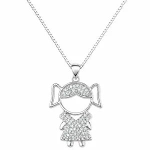 Colar Menina Cravejada Brilho Total  Ródio Branco.