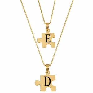 Colar Personalizado Duplo Quebra-Cabeça para Casal.