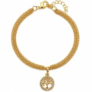Pulseira Árvore da Vida Dourada com Zircônias.
