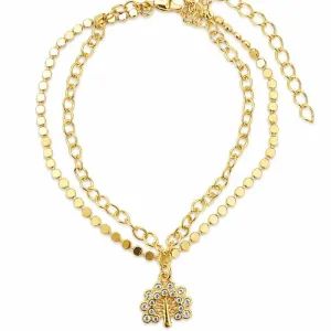 Pulseira Dupla Árvore da Vida  Banhada a Ouro 18k.