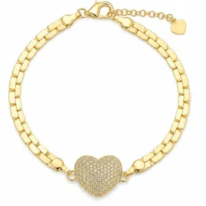 Pulseira Feminina com Coração Cravejado.