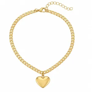 Pulseira Feminina Elos Gourmet com Coração Liso.