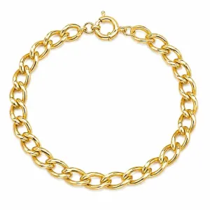 Pulseira Feminina Grossa Elos Grumet Banhada a Ouro 18k.