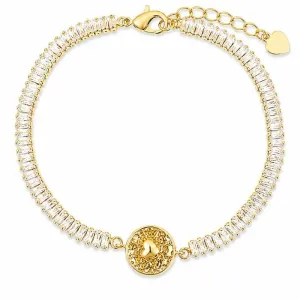 Pulseira Riviera com Medalha Coração  Banhada a Ouro 18k.