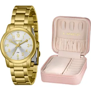 Relógio Lince Feminino com Porta-Joias Rosa.