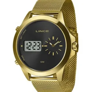 Relógio Masculino Lince Dual Time Gold