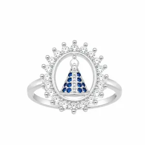 Anel Nossa Senhora Aparecida em Prata 925.
