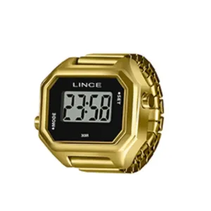 Anel Relógio Digital Lince Dourado