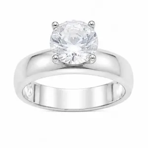 Anel Solitário Prata 925 com Zircônia.