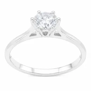 Anel Solitário Prata 925 com Zircônia.