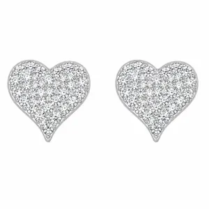 Brinco Coração Cravejado em Prata 925