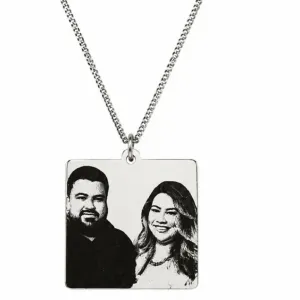 Colar Personalizado Quadrado 2cm x 2cm Banhado a Prata.